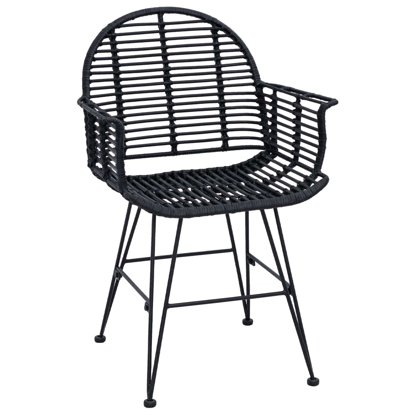 Spisestuestol 2 stk. Rattan og Jern Sort 57 x 55 x 85 cm