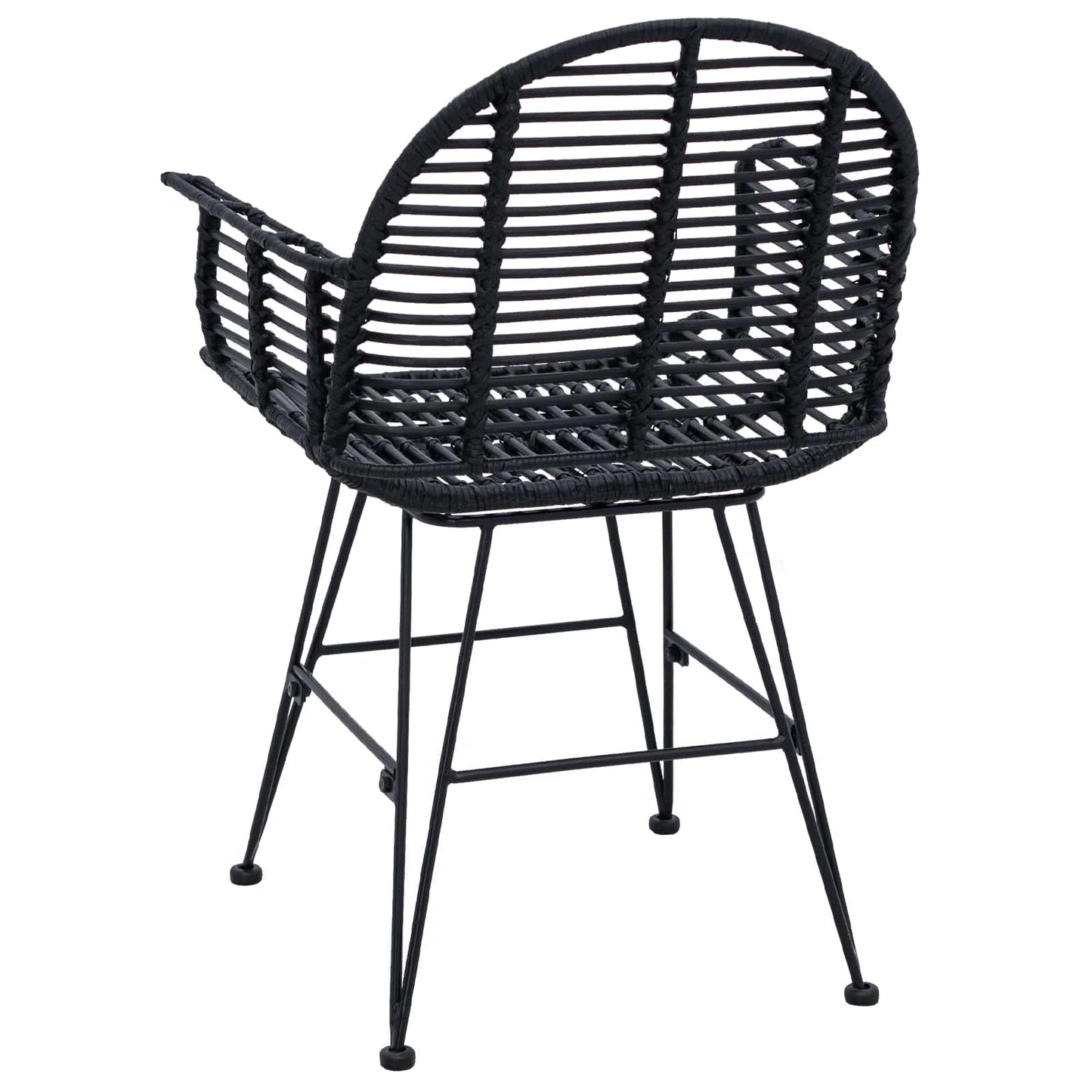 Spisestuestol 2 stk. Rattan og Jern Sort 57 x 55 x 85 cm