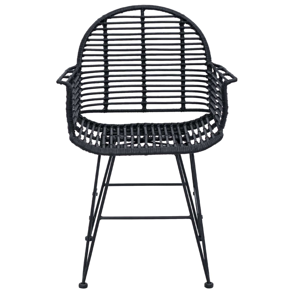 Spisestuestol 2 stk. Rattan og Jern Sort 57 x 55 x 85 cm