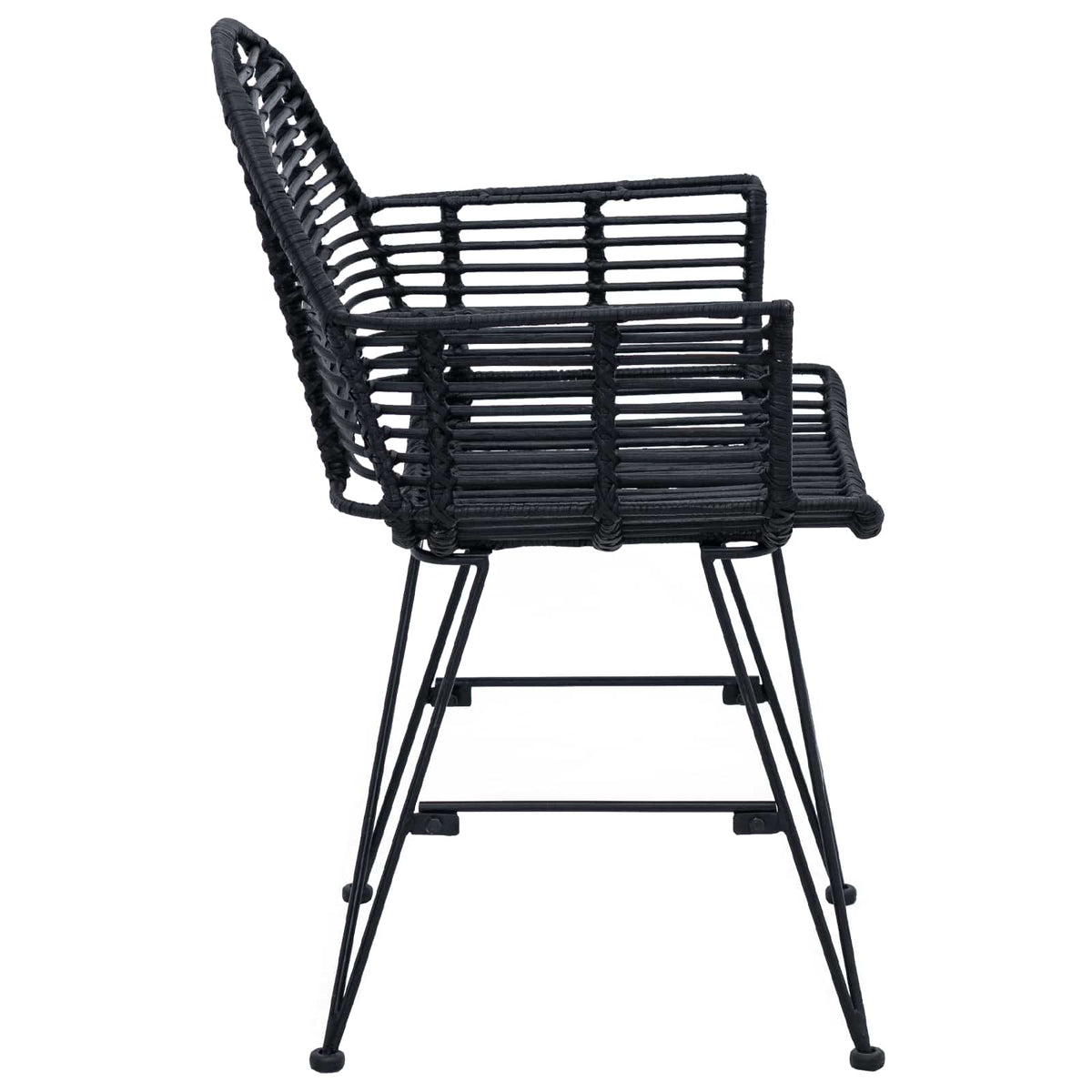 Spisestuestol 2 stk. Rattan og Jern Sort 57 x 55 x 85 cm