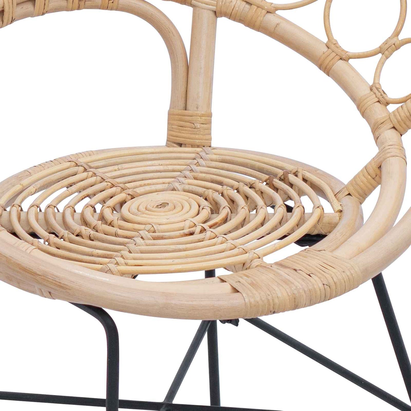 Spisestuestol 2 stk. Rattan og Jern Naturfarvet 54 x 65 x 82 cm