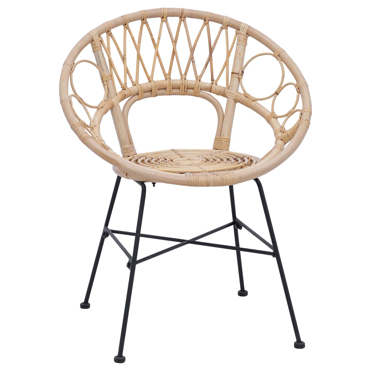 Spisestuestol 2 stk. Rattan og Jern Naturfarvet 54 x 65 x 82 cm
