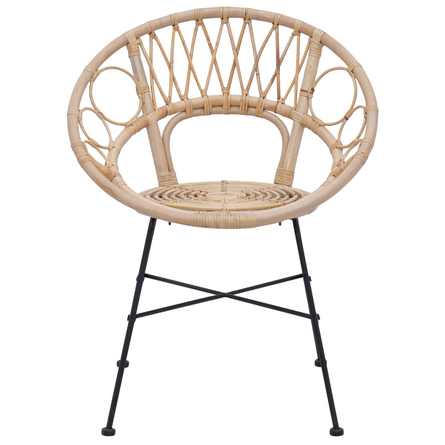 Spisestuestol 2 stk. Rattan og Jern Naturfarvet 54 x 65 x 82 cm