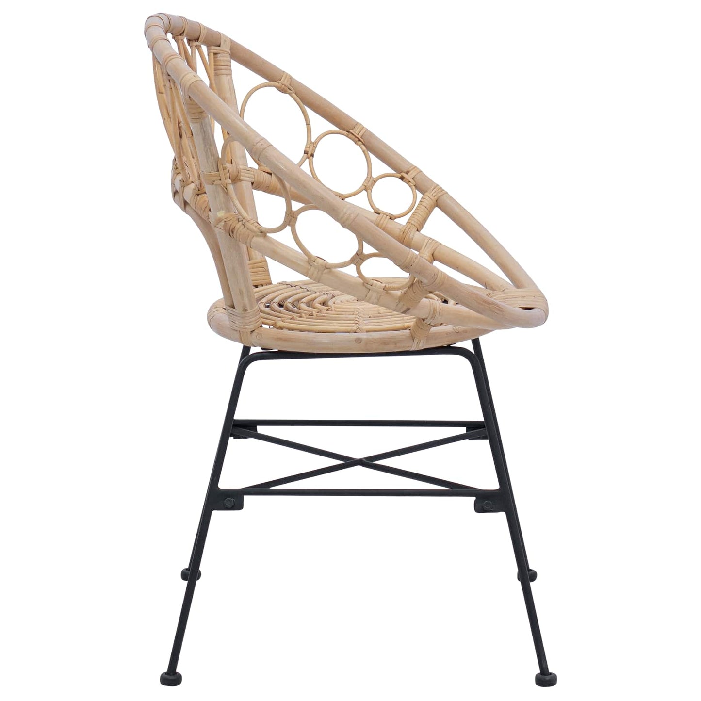 Spisestuestol 2 stk. Rattan og Jern Naturfarvet 54 x 65 x 82 cm