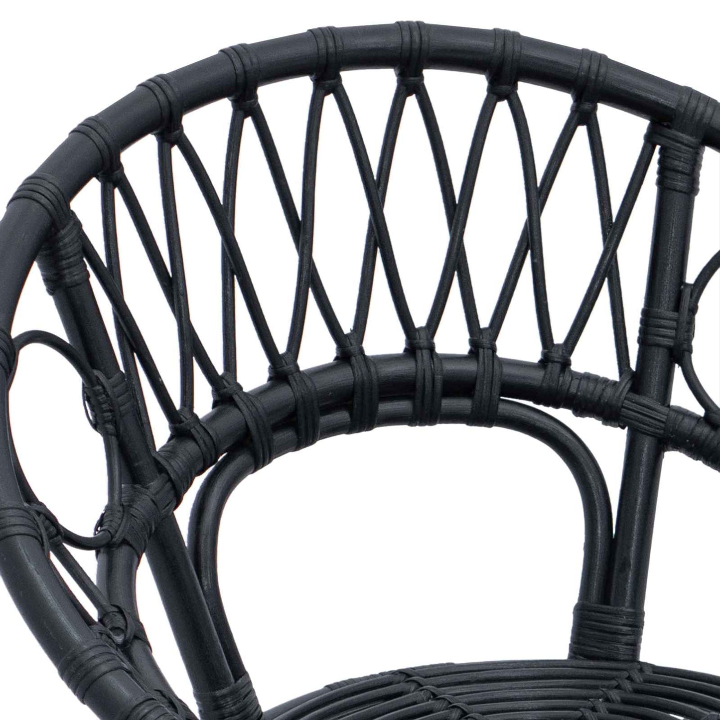 Spisestuestol 2 stk. Rattan og Jern Sort 54 x 65 x 82 cm