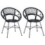 Spisestuestol 2 stk. Rattan og Jern Sort 54 x 65 x 82 cm
