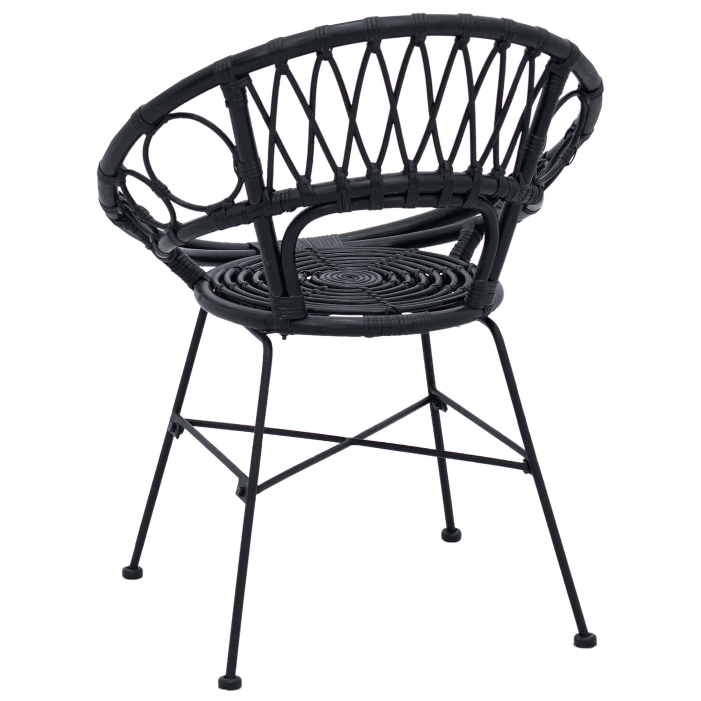Spisestuestol 2 stk. Rattan og Jern Sort 54 x 65 x 82 cm