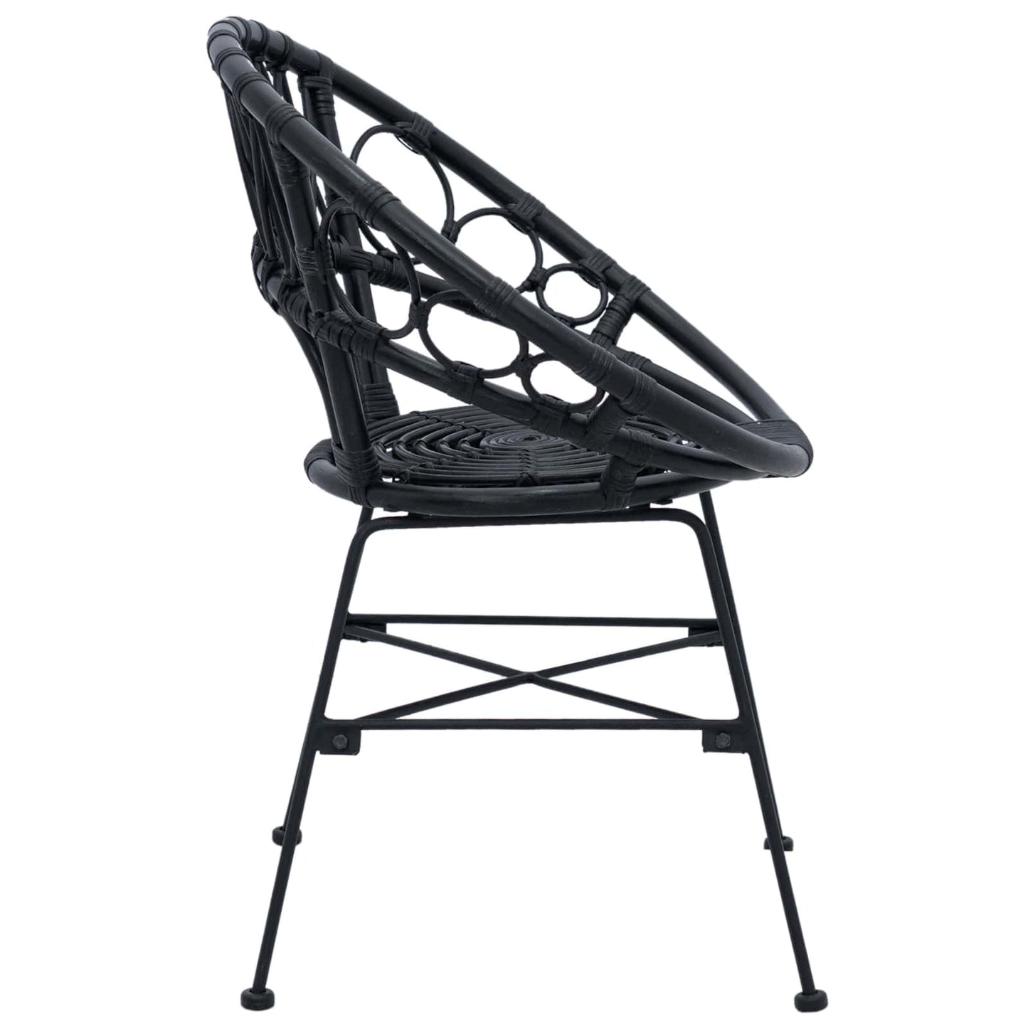 Spisestuestol 2 stk. Rattan og Jern Sort 54 x 65 x 82 cm