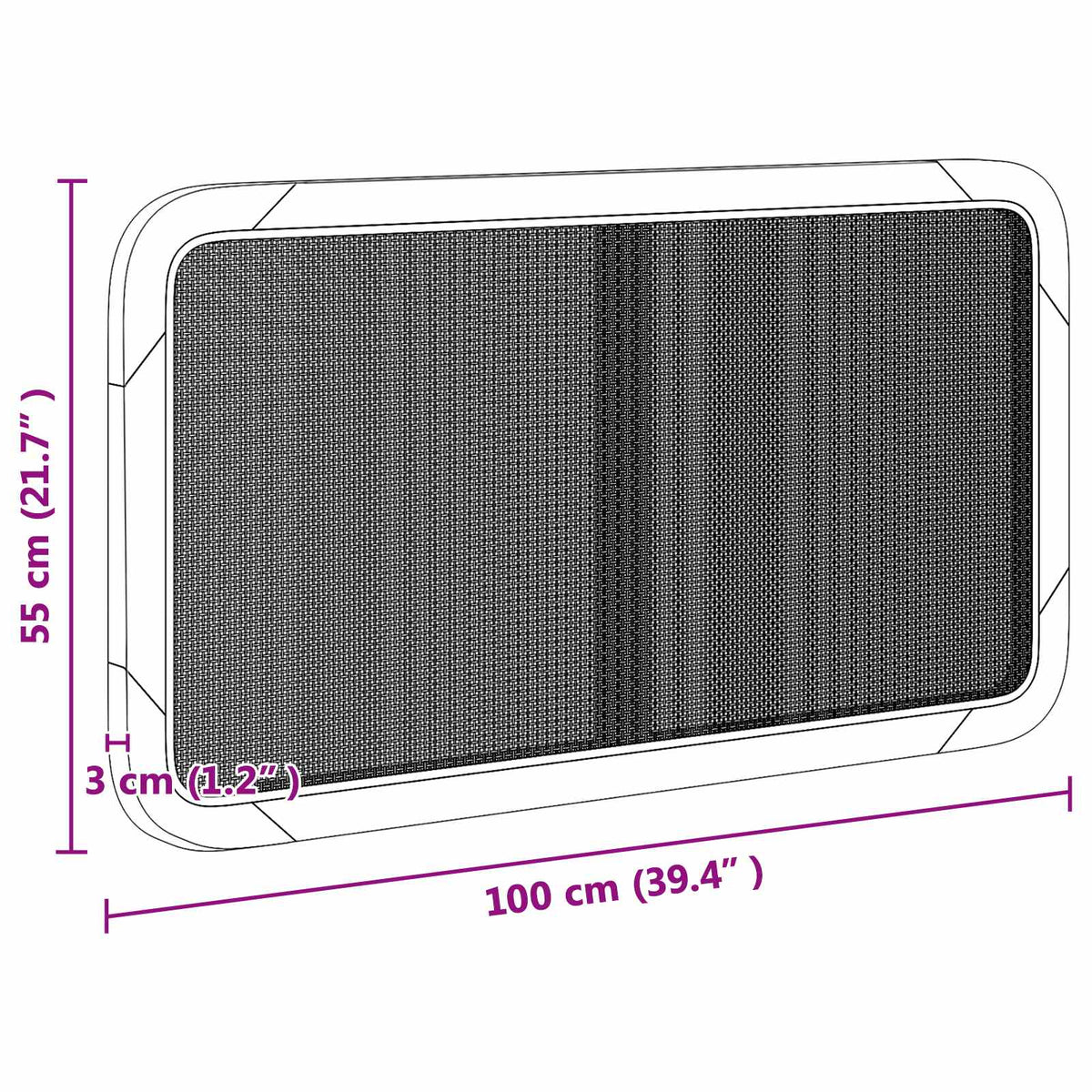 Hovedgærde med hovedgærde Sort 100 x 55 x 3 cm Rattan