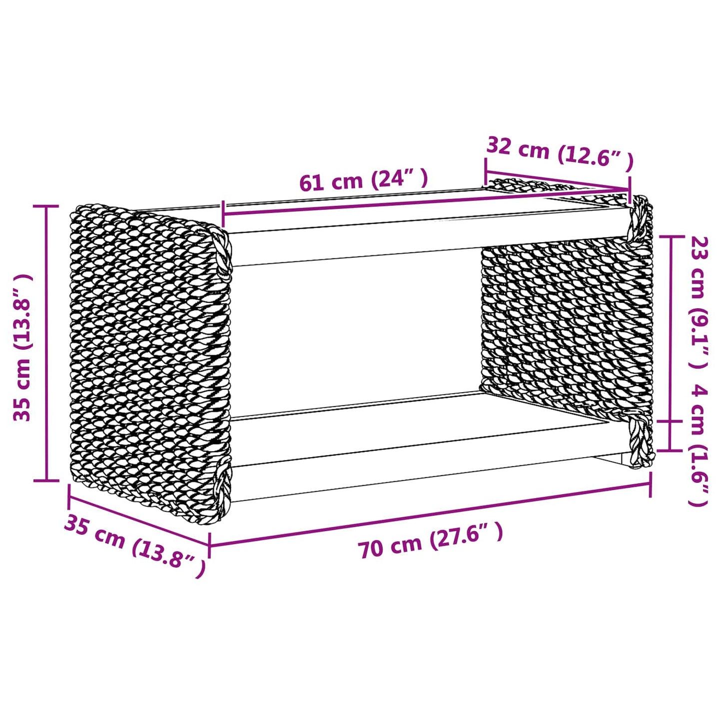 Sofabord Naturfarvet 70 x 35 x 35 cm Massiv Mahogni