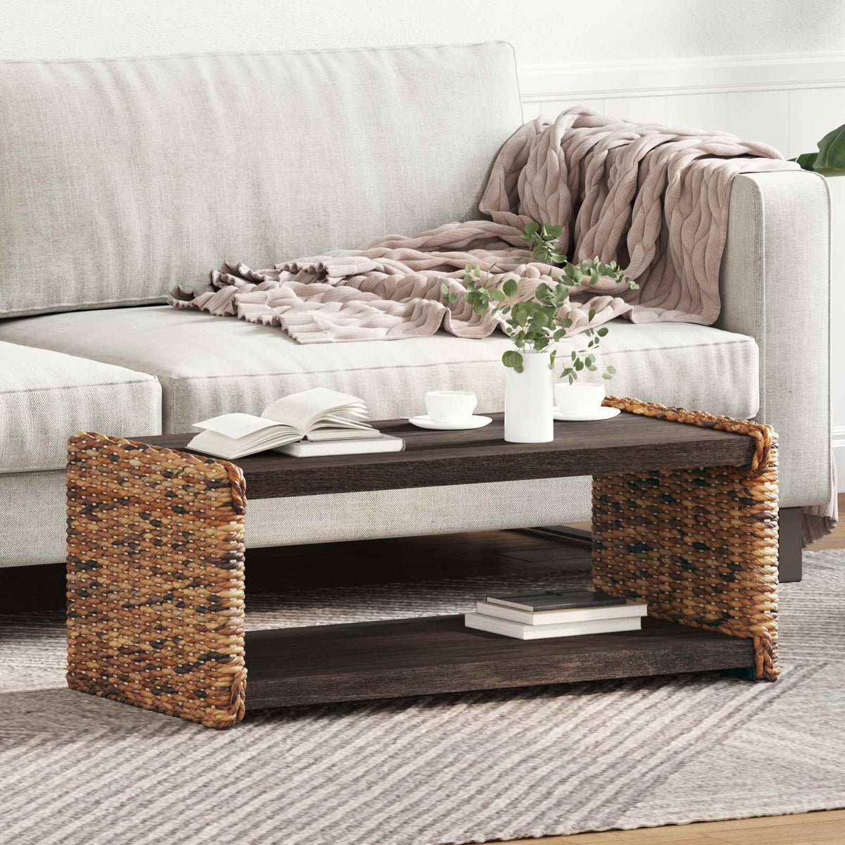 Sofabord Naturfarvet 90 x 45 x 35 cm Massiv Mahogni