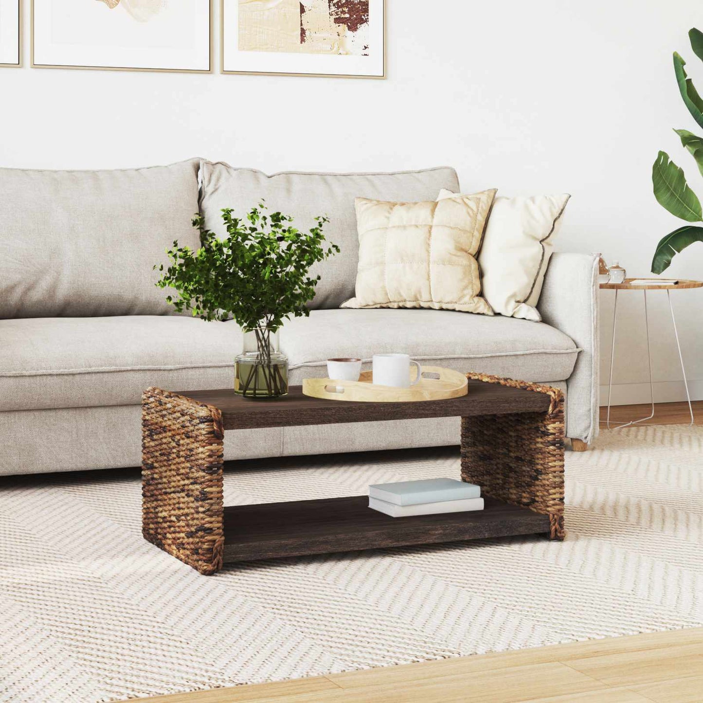 Sofabord Naturfarvet 90 x 45 x 35 cm Massiv Mahogni