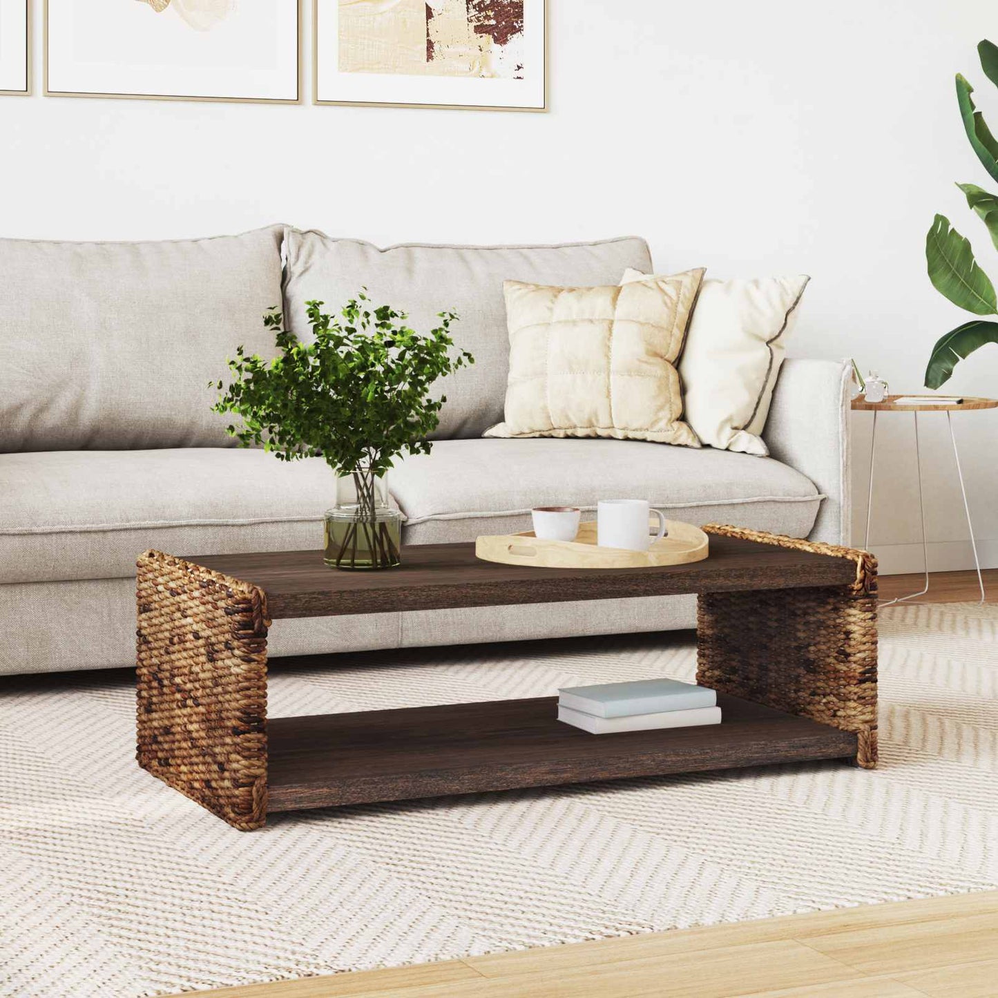 Sofabord Naturfarvet 110 x 55 x 35 cm Massiv Mahogni