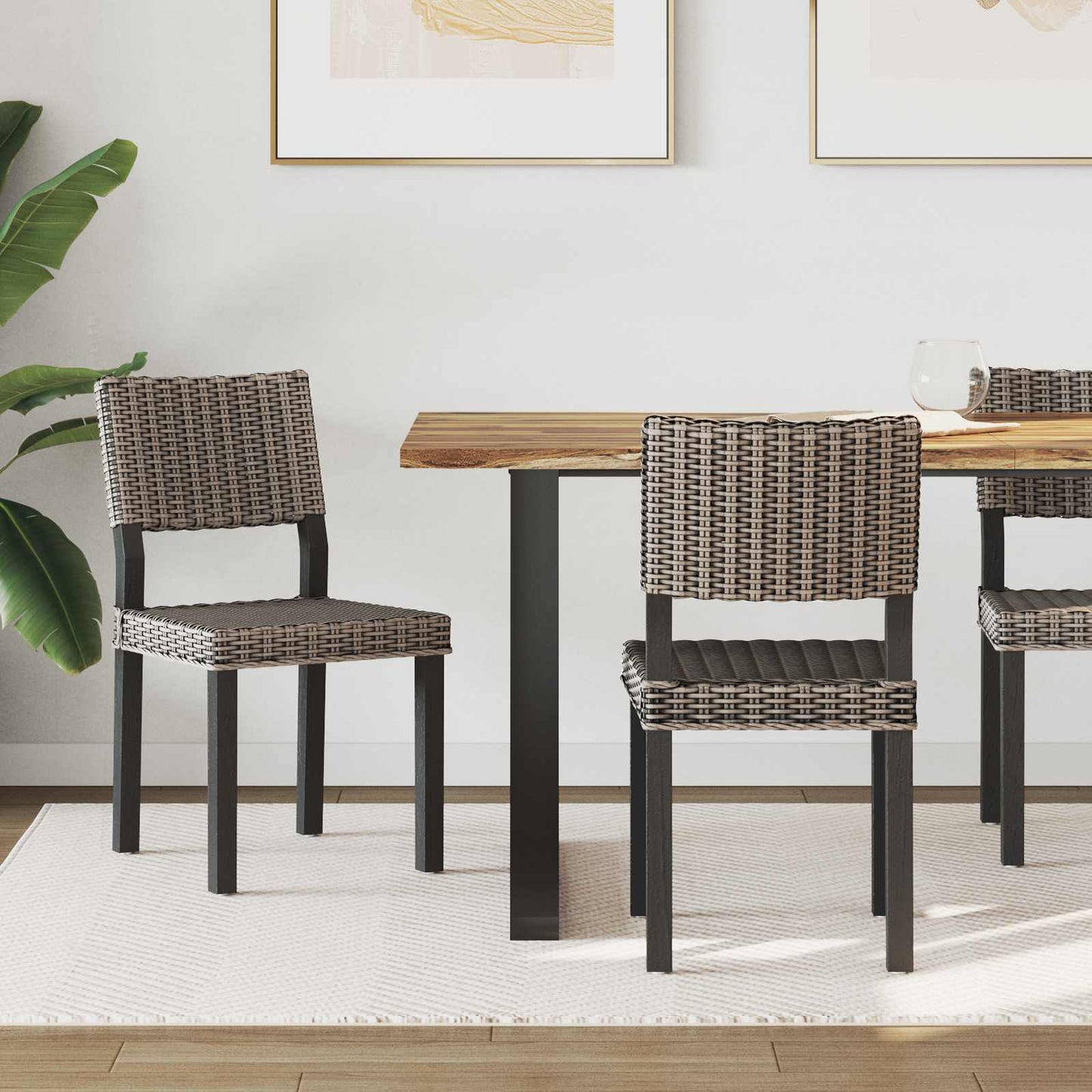 Spisestuestol GENDT 2 stk. Kubu rattan Sorte vask