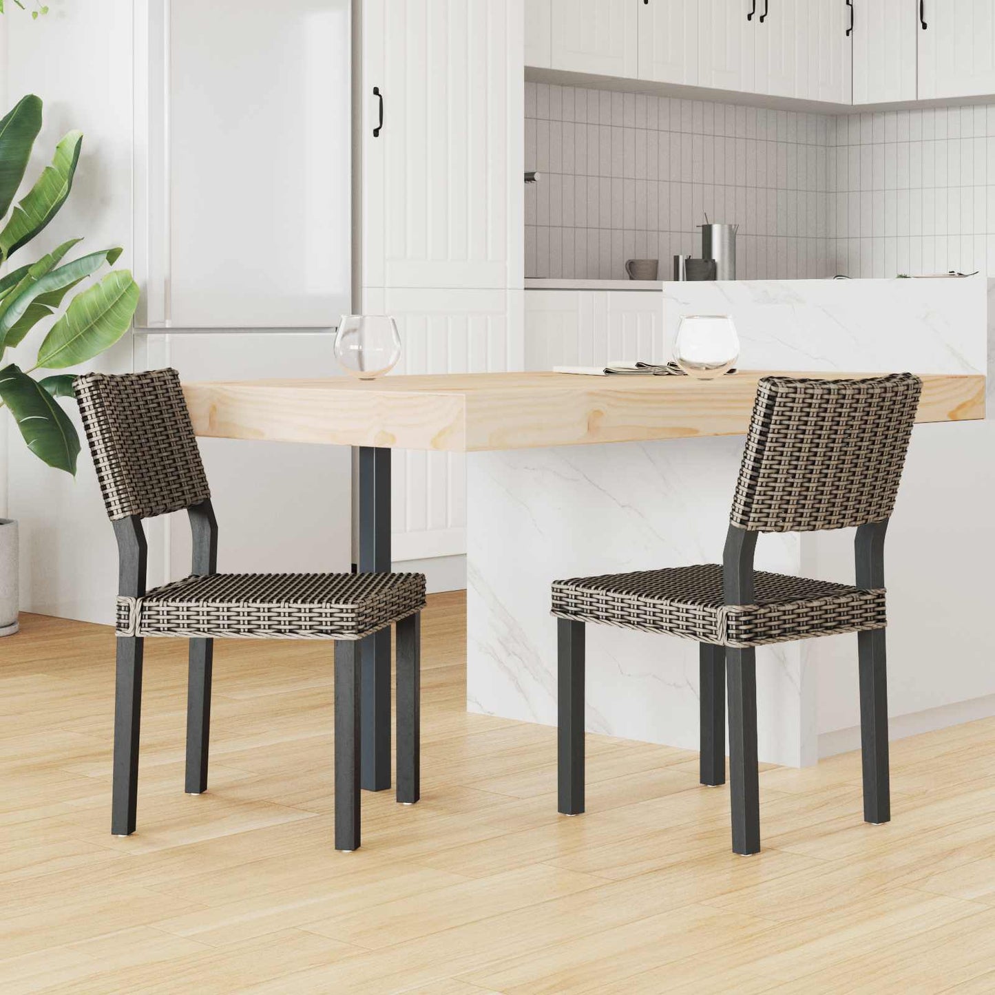 Spisestuestol GENDT 2 stk. Kubu rattan Sorte vask