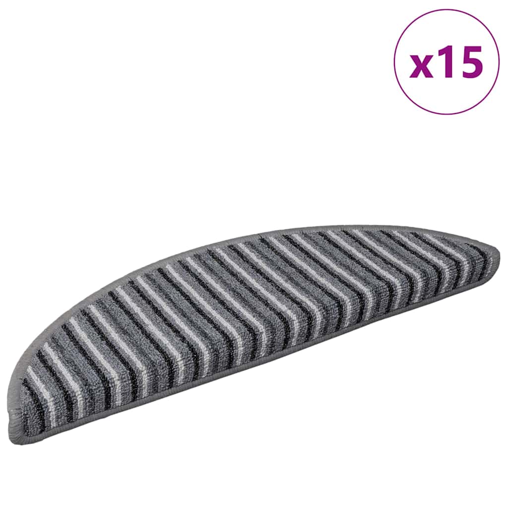 Selvklæbende Trappemåtter 15 stk. 56 x 17 x 3 cm Non-Slip Grå