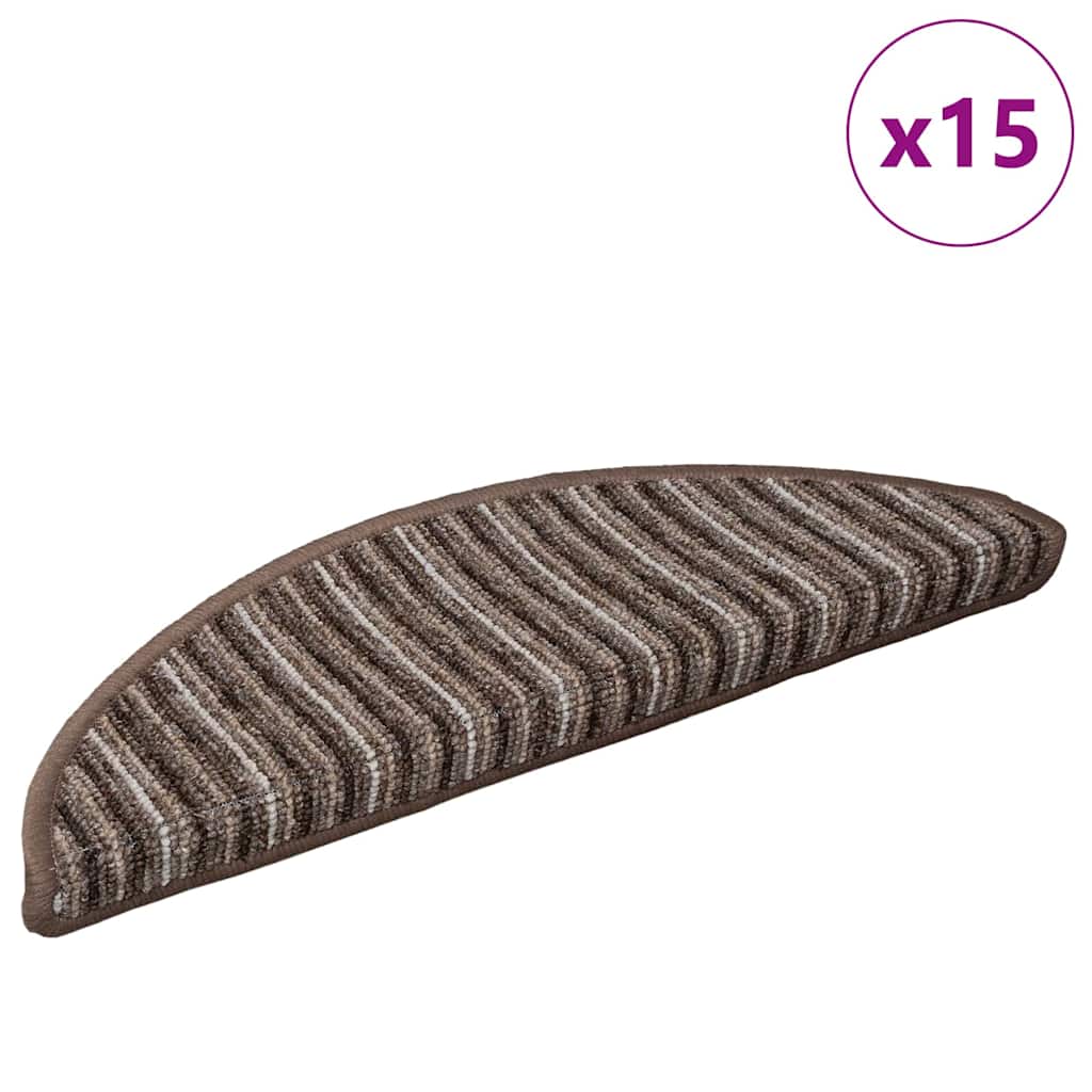 Selvklæbende Trappemåtter 15 stk. 56 x 17 x 3 cm Non-Slip Brun