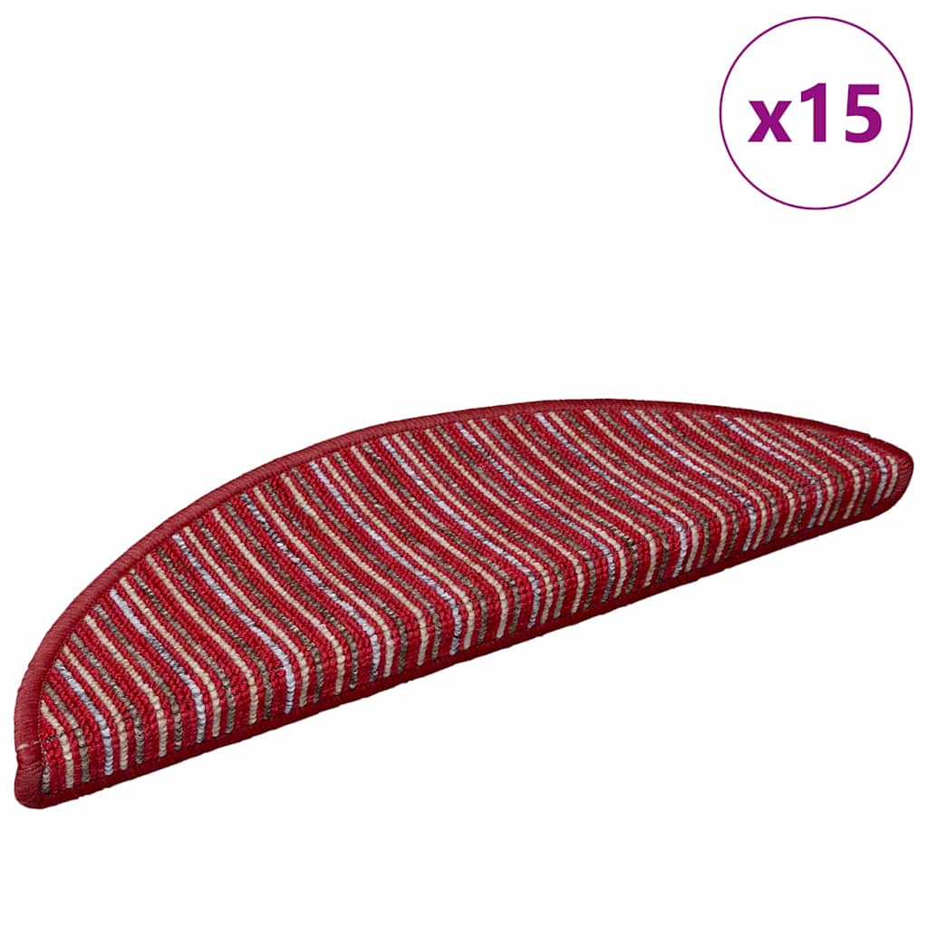 Selvklæbende Trappemåtter 15 stk. 56 x 17 x 3 cm Non-Slip Rød