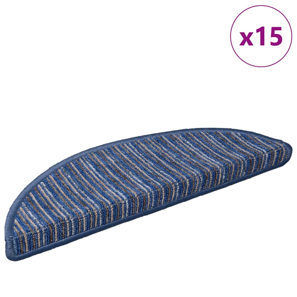Selvklæbende Trappemåtter 15 stk. 56 x 17 x 3 cm Non-Slip Blå