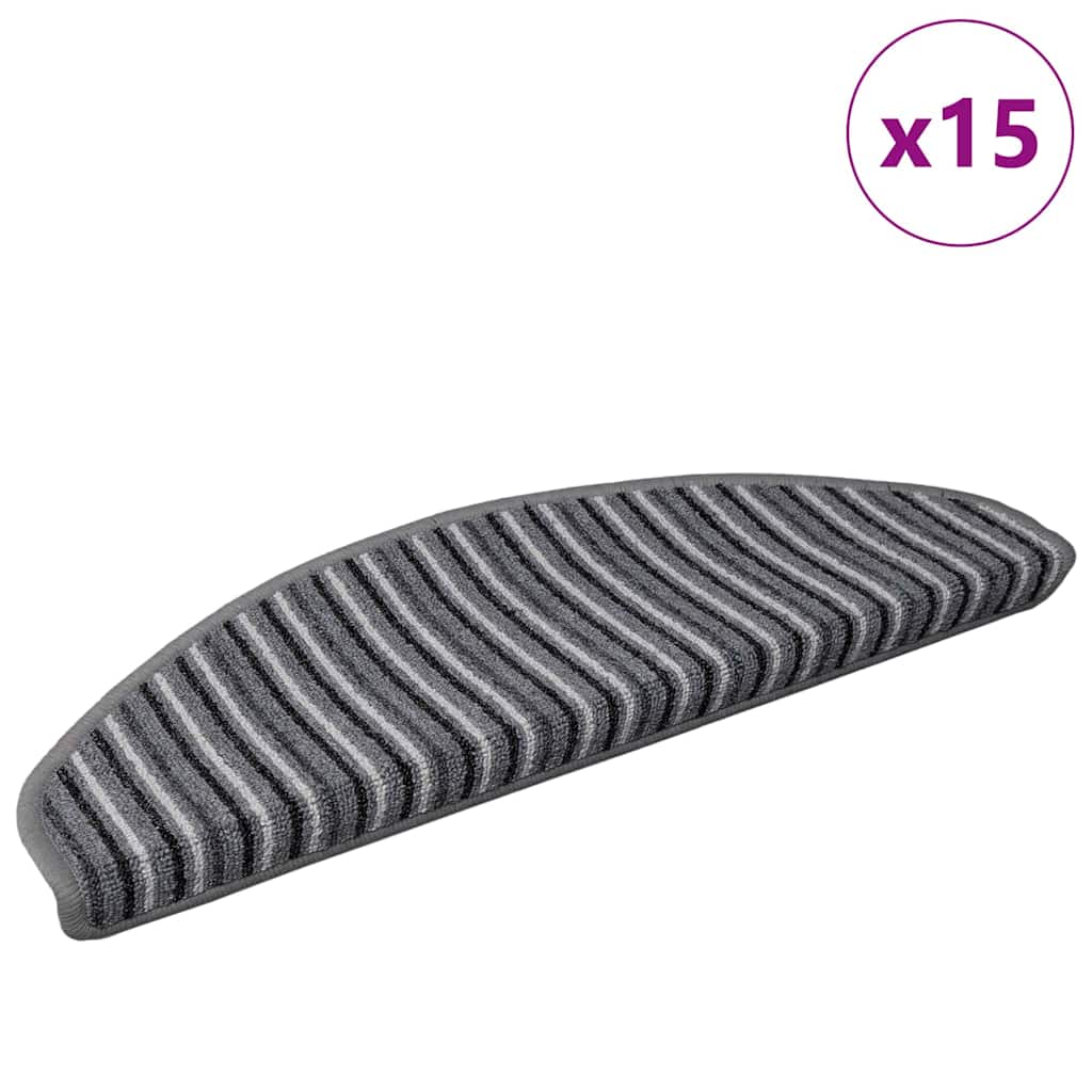 Selvklæbende Trappemåtter 15 stk. 65 x 21 x 4 cm Non-Slip Grå