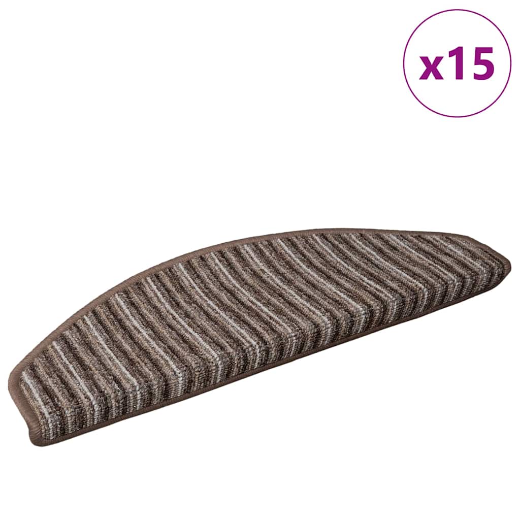 Selvklæbende Trappemåtter 15 stk. 65 x 21 x 4 cm Non-Slip Brun