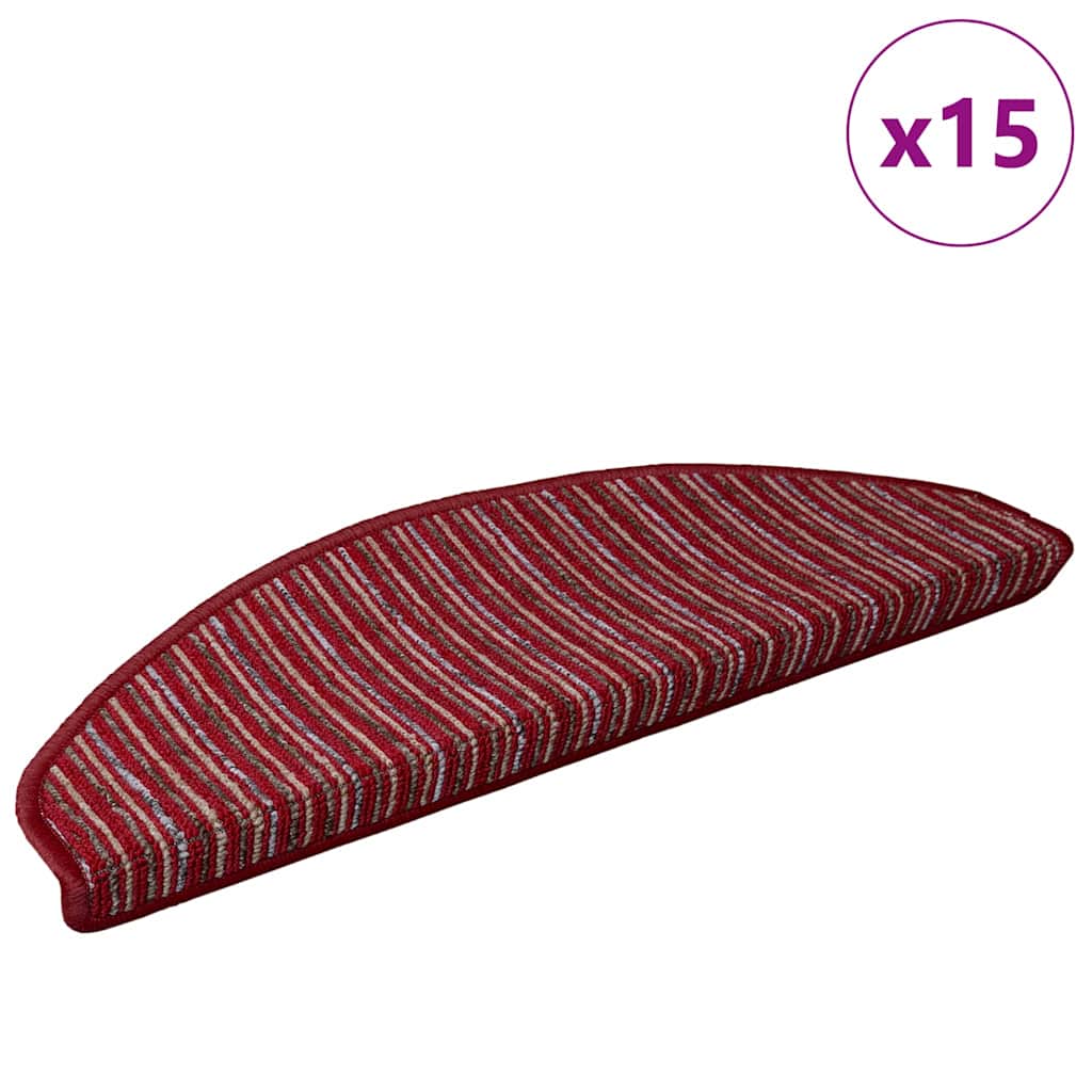 Selvklæbende Trappemåtter 15 stk. 65 x 21 x 4 cm Non-Slip Rød