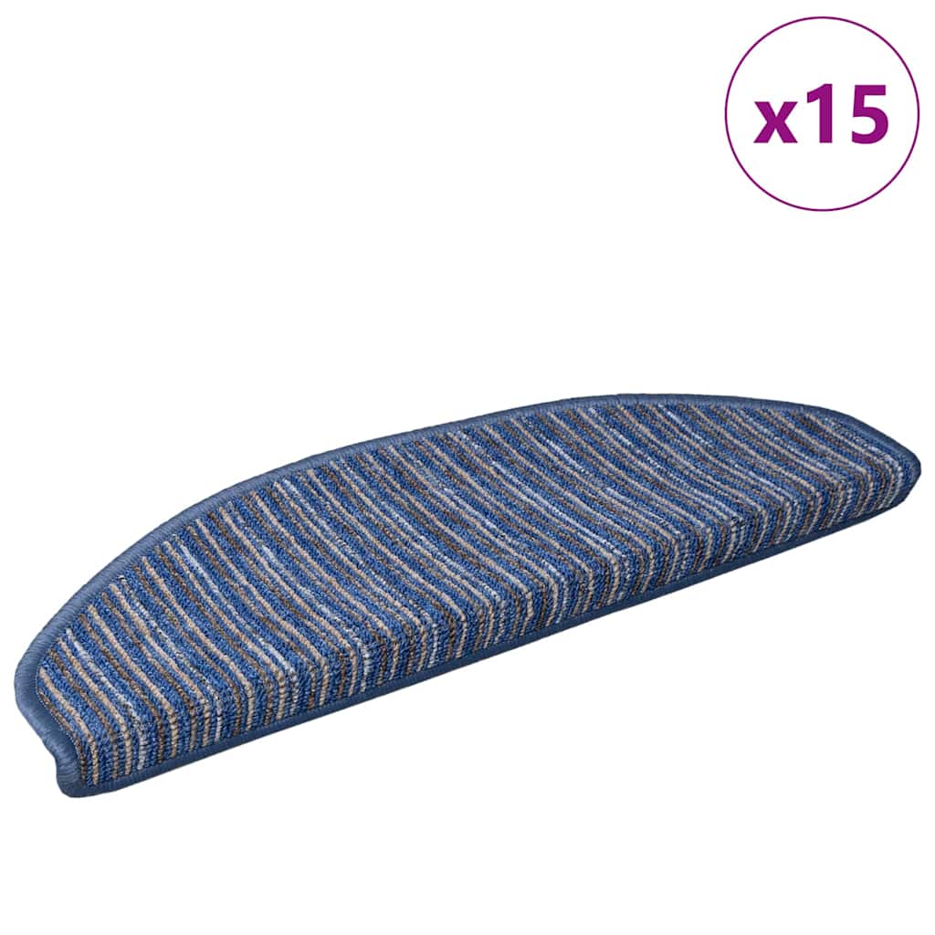 Selvklæbende Trappemåtter 15 stk. 65 x 21 x 4 cm Non-Slip Blå