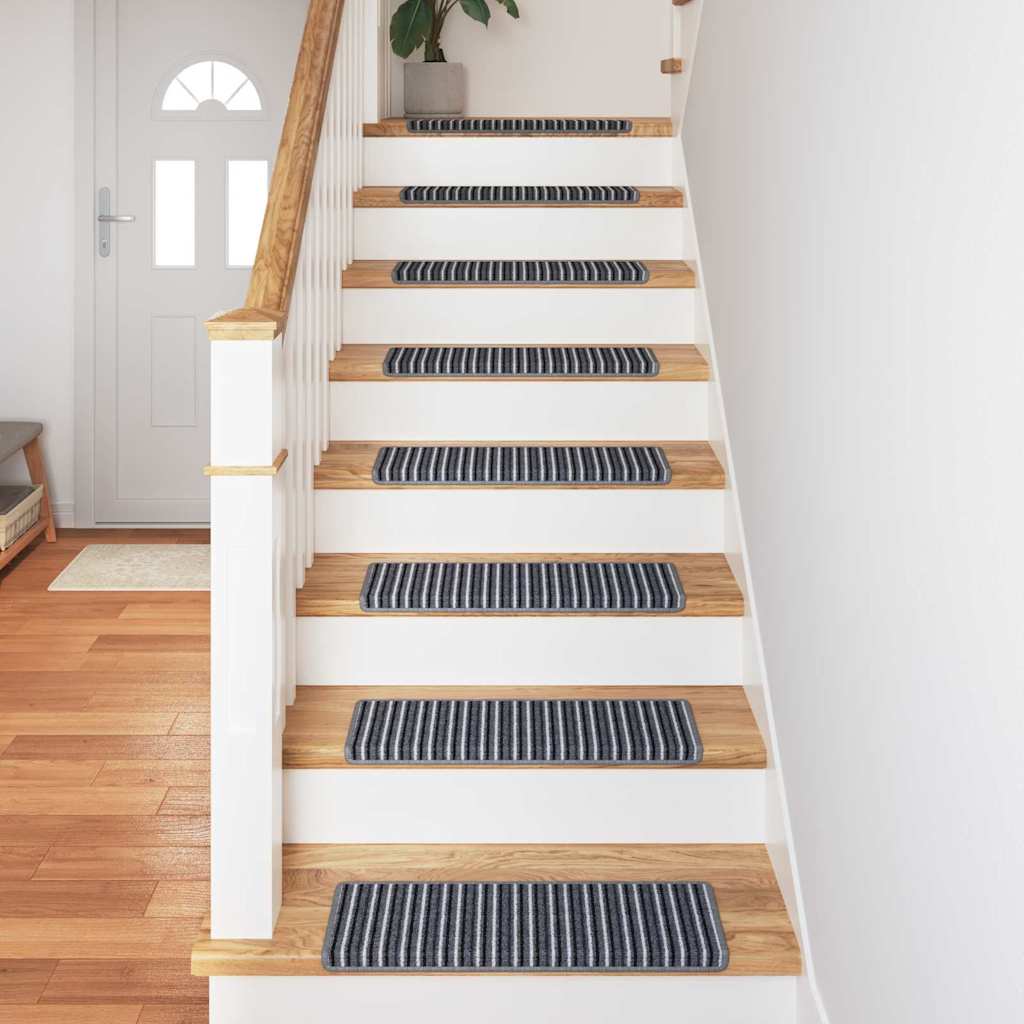 Selvklæbende Trappemåtter 15 stk. 65 x 21 x 4 cm Non-Slip Grå