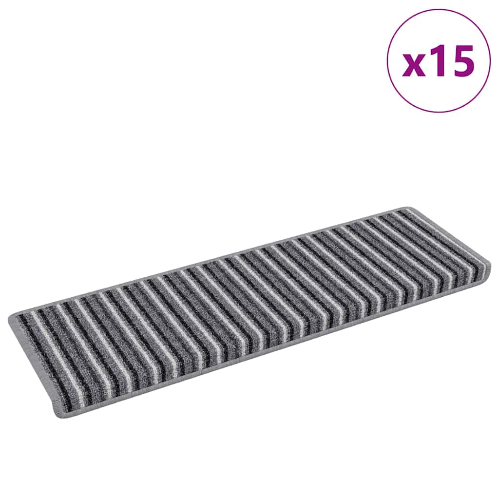Selvklæbende Trappemåtter 15 stk. 65 x 21 x 4 cm Non-Slip Grå