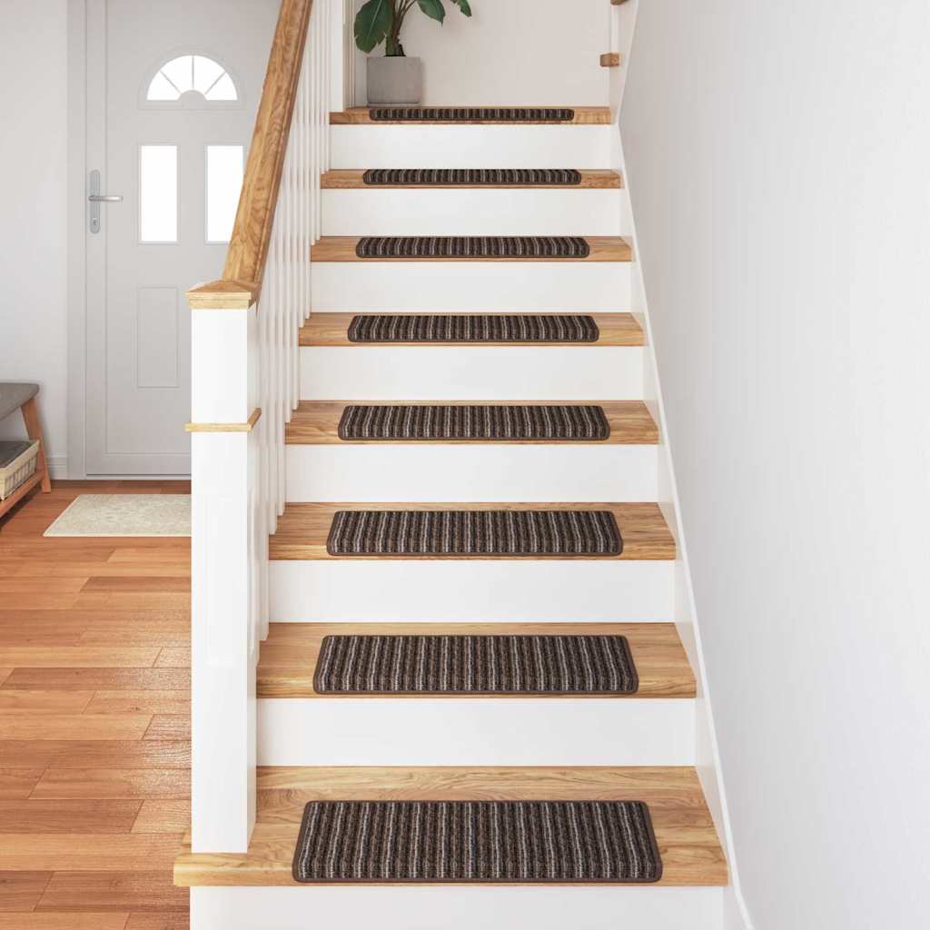 Selvklæbende Trappemåtter 15 stk. 65 x 21 x 4 cm Non-Slip Brun
