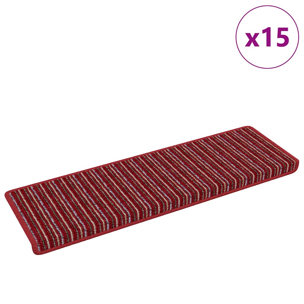 Selvklæbende Trappemåtter 15 stk. 65 x 21 x 4 cm Non-Slip Rød