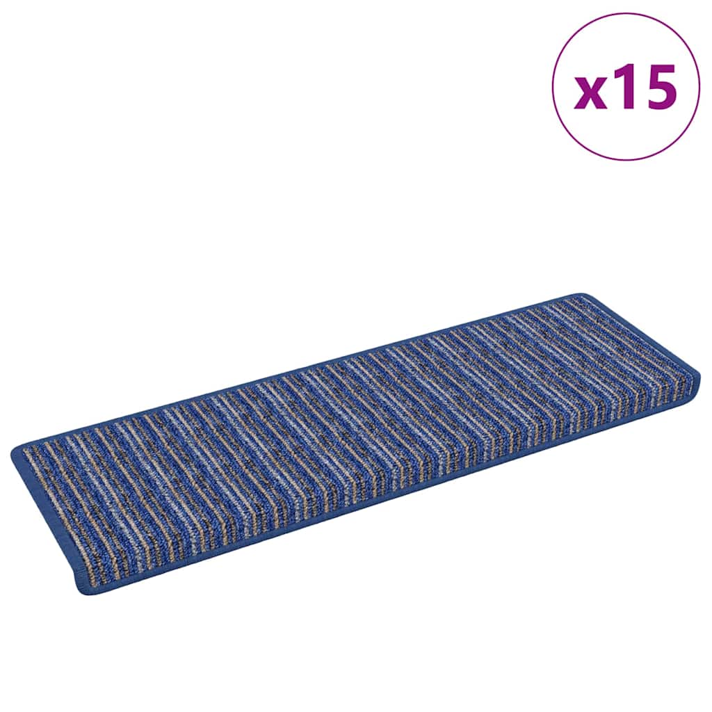 Selvklæbende Trappemåtter 15 stk. 65 x 21 x 4 cm Non-Slip Blå