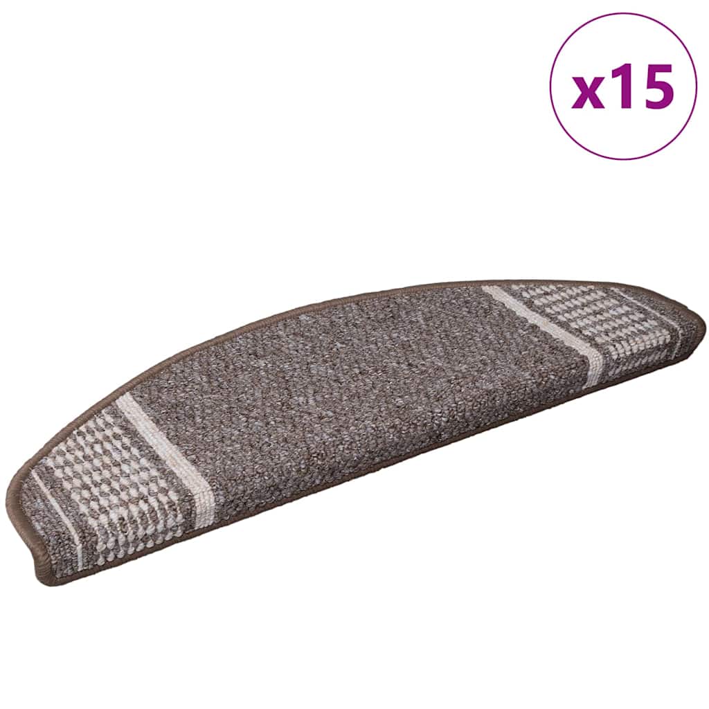 Selvklæbende Trappemåtter 15 stk. 65 x 21 x 4 cm Non-Slip Brun