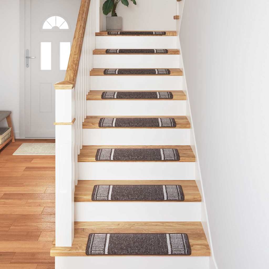 Selvklæbende Trappemåtter 15 stk. 65 x 21 x 4 cm Non-Slip Brun