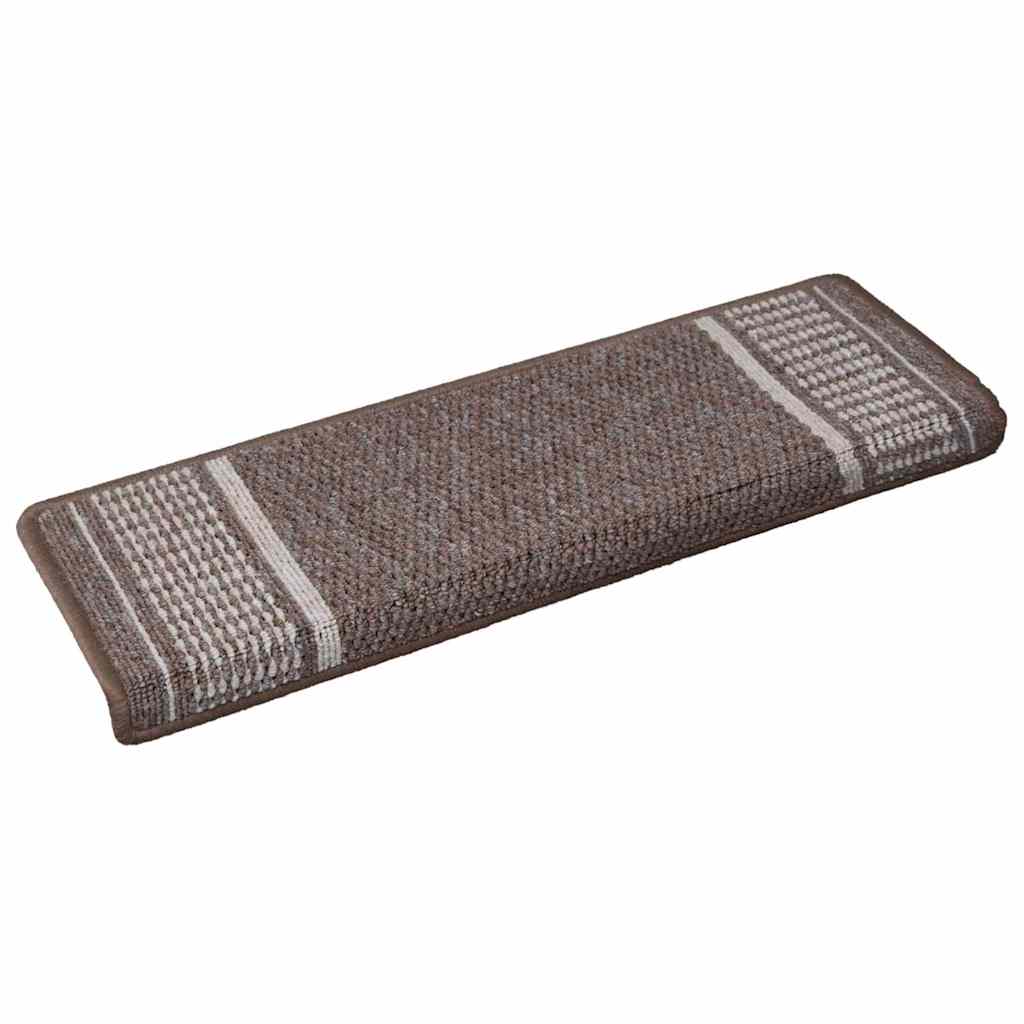 Selvklæbende Trappemåtter 15 stk. 65 x 21 x 4 cm Non-Slip Brun