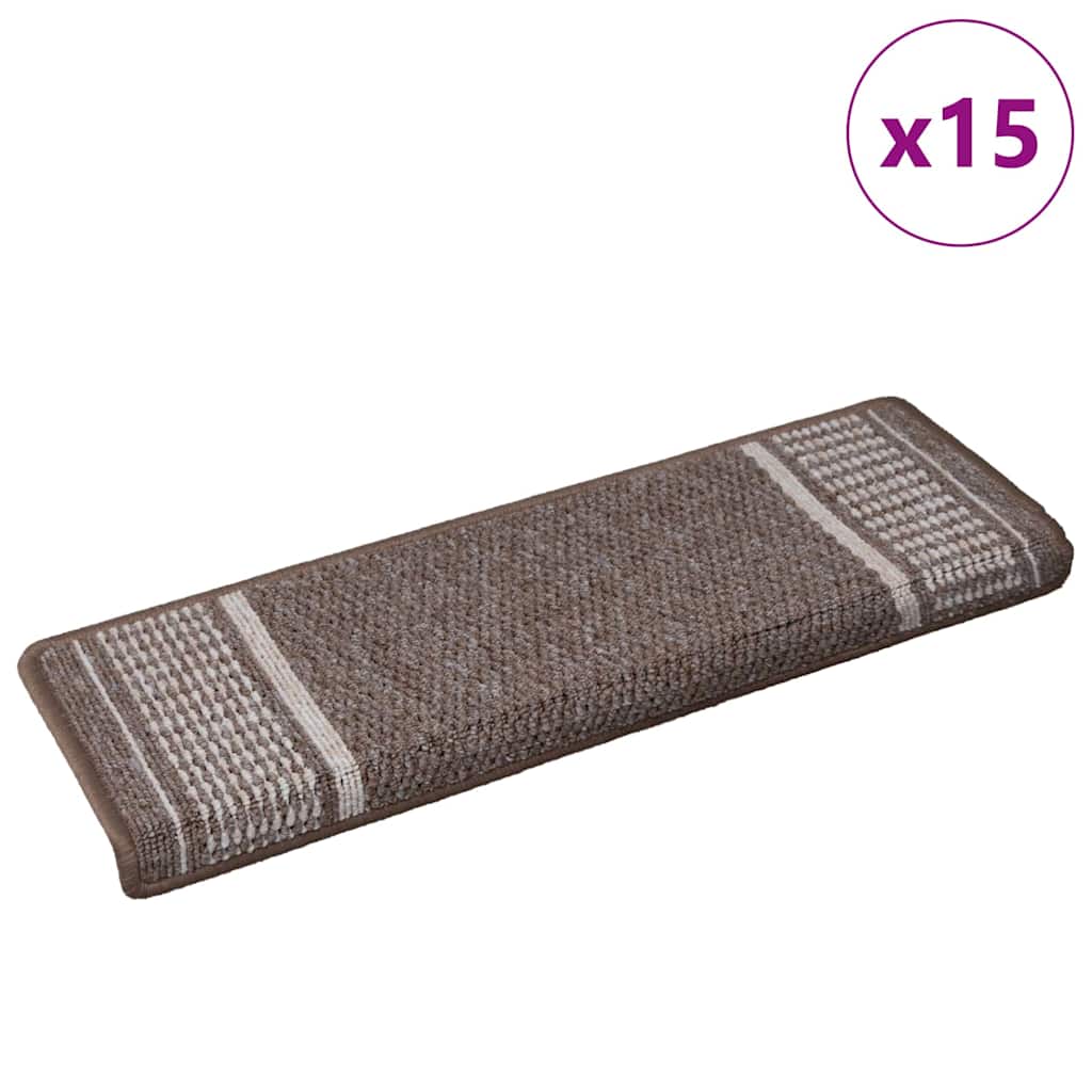 Selvklæbende Trappemåtter 15 stk. 65 x 21 x 4 cm Non-Slip Brun