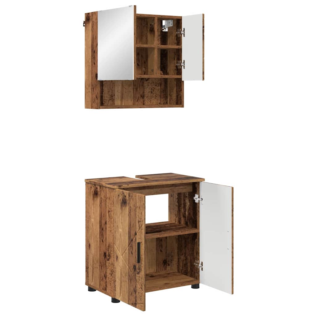 Badeværelsesmøbel sæt 2 stk. Gammelt træ 61 x 35 x 64 cm