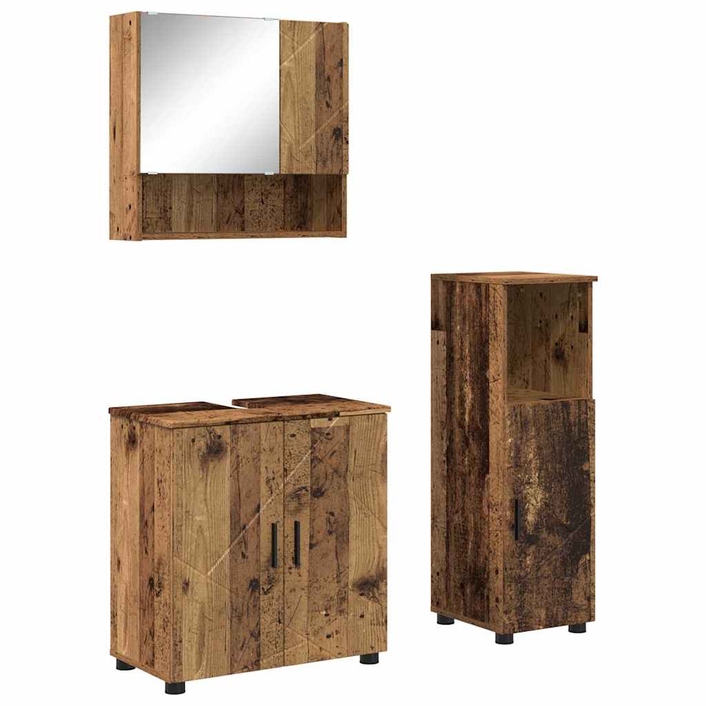 Badeværelsesmøbel sæt 3 stk. Gammelt træ 61 x 35 x 64 cm