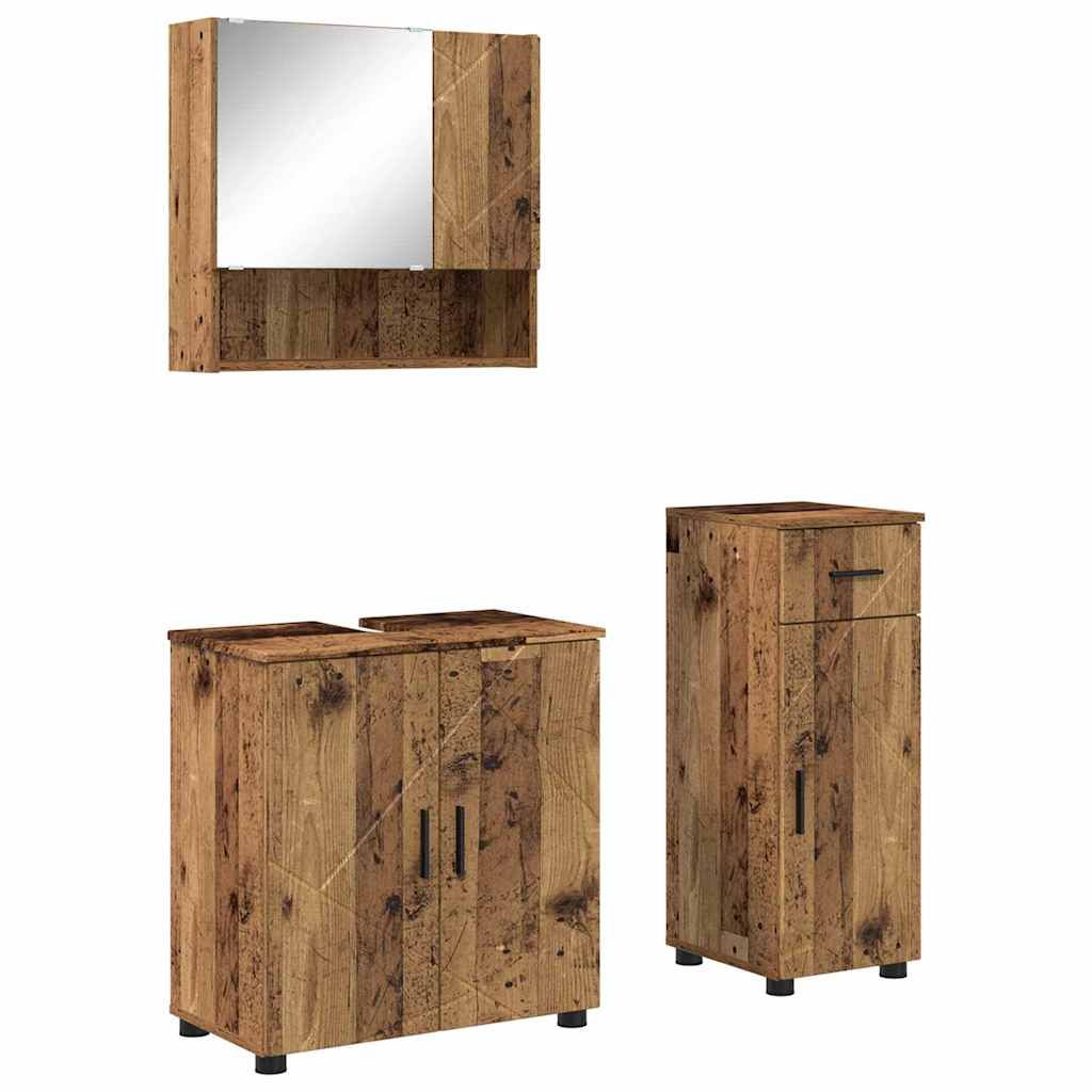 Badeværelsesmøbel sæt 3 stk. Gammelt træ 61 x 35 x 64 cm