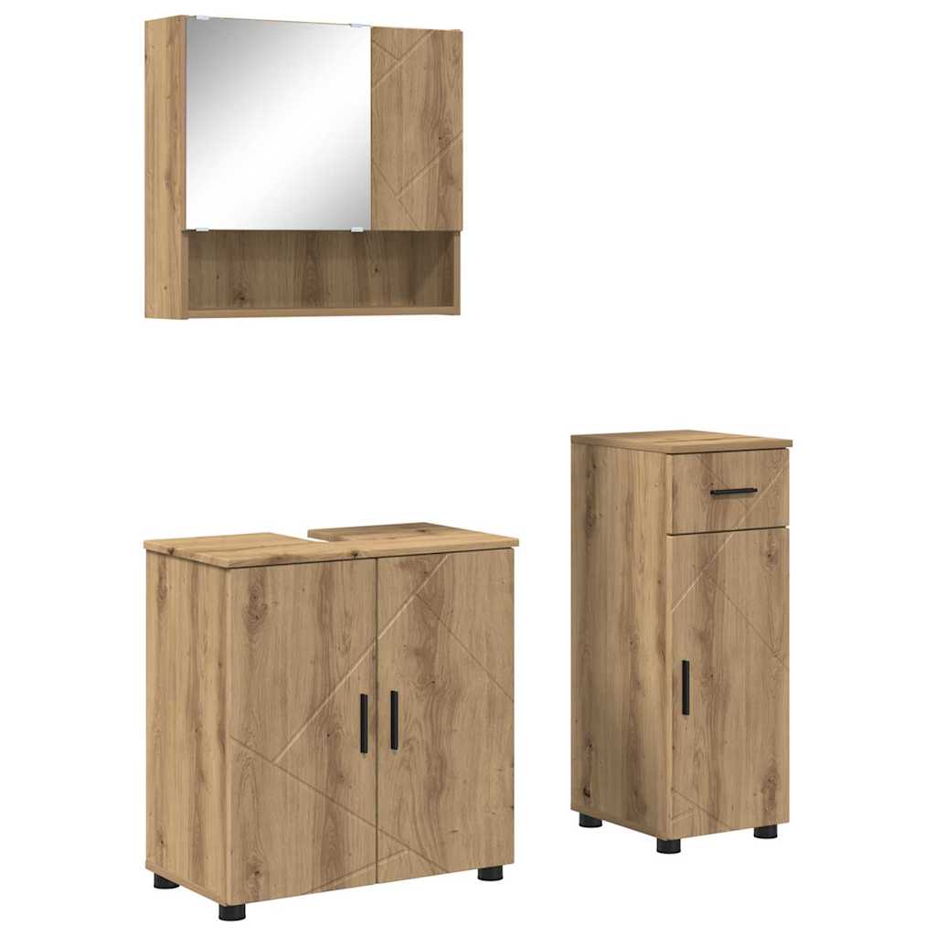 Badeværelsesmøbel sæt 3 stk. Artisan Egetræ 61 x 35 x 64 cm