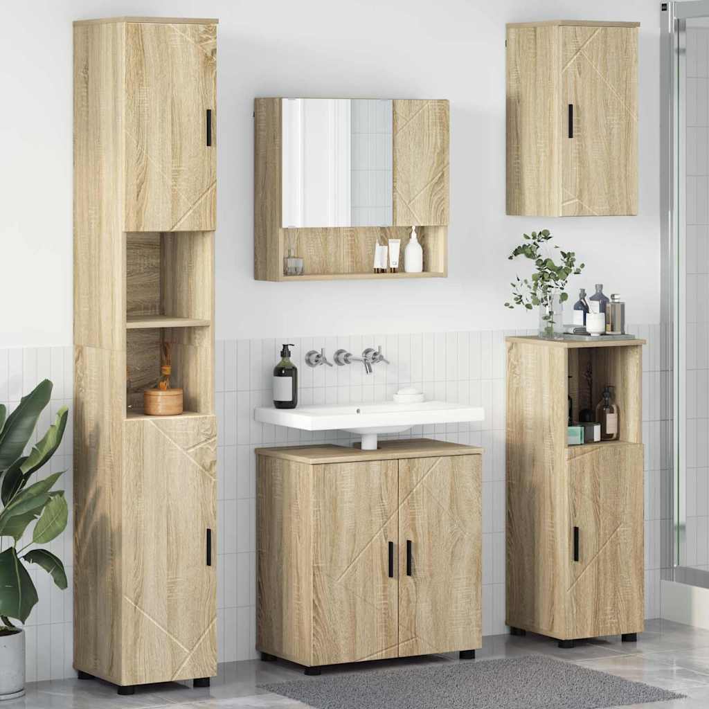 Badeværelsesmøbel sæt 5 stk. Sonoma eg 61 x 35 x 64 cm
