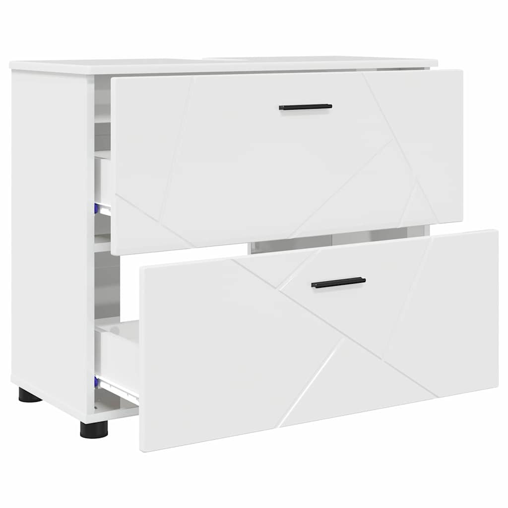 Badeværelsesmøbel sæt 3 stk. Høj gloss hvid 76,5 x 35 x 64 cm