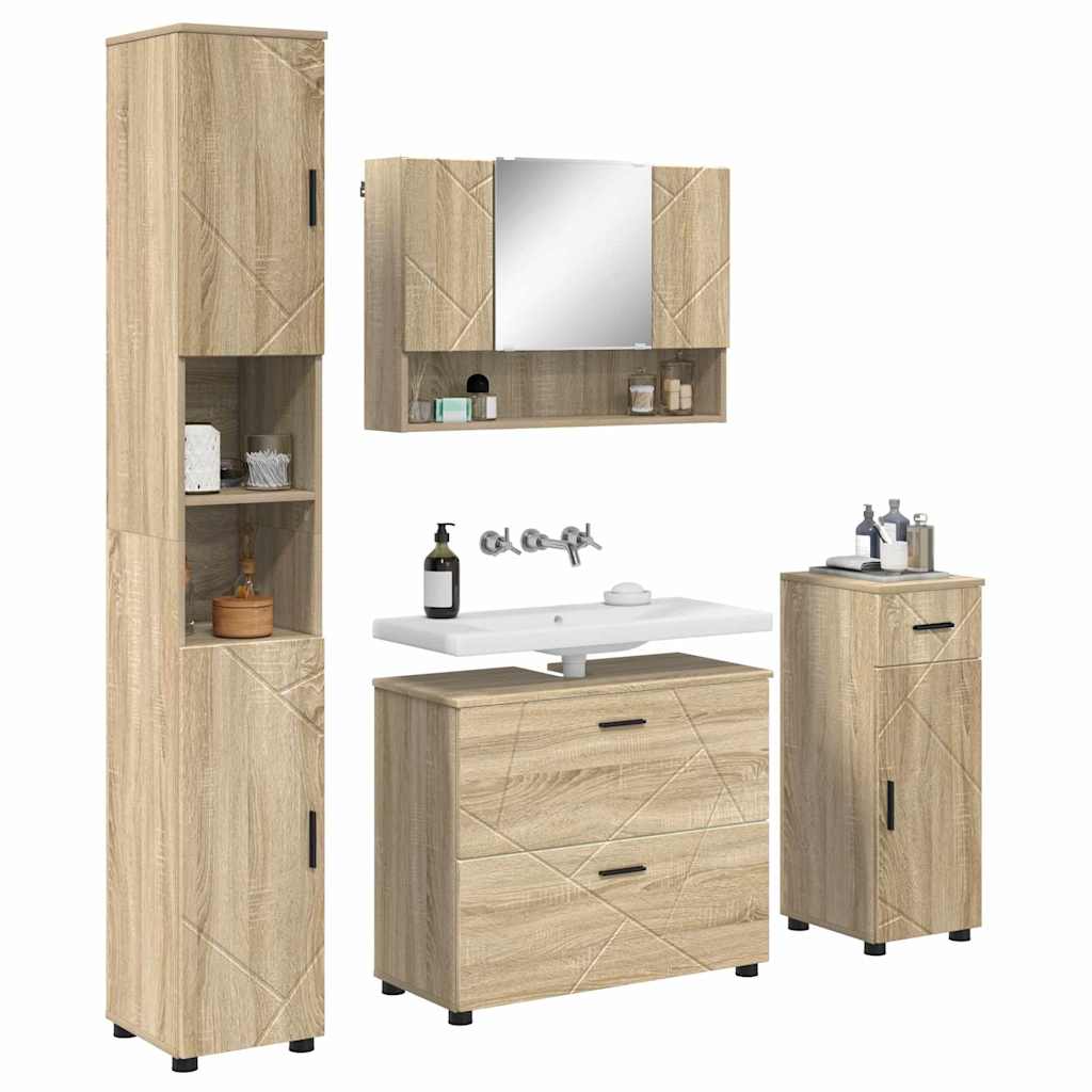 Badeværelsesmøbel sæt 5 stk. Sonoma eg 35 x 30 x 192 cm
