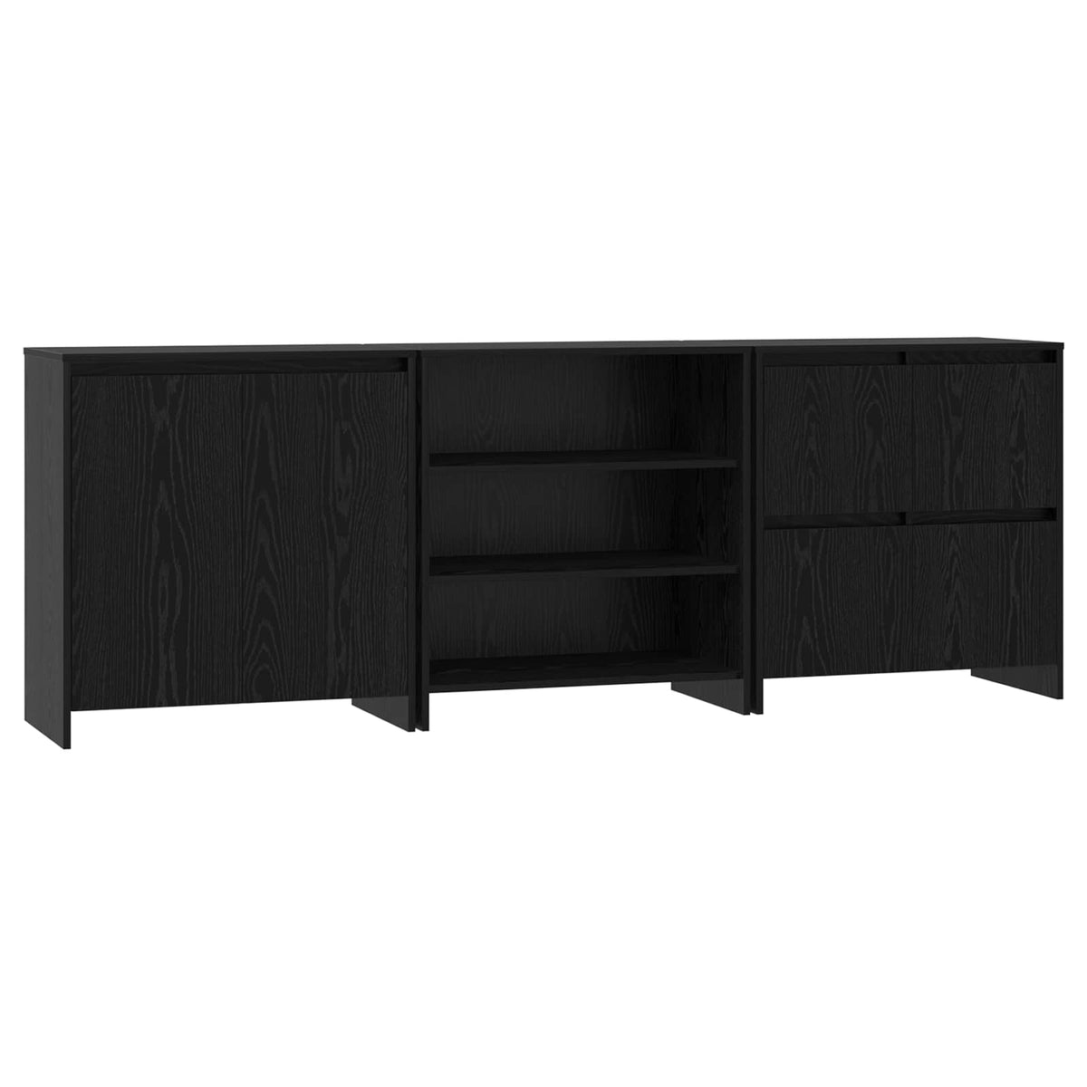Sideboard 3 stk. Sort eg 70 x 41 x 75 cm Konstrueret træ