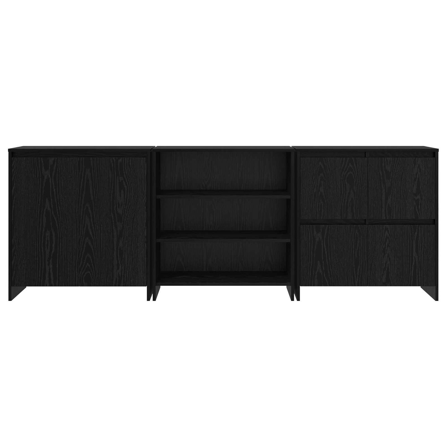 Sideboard 3 stk. Sort eg 70 x 41 x 75 cm Konstrueret træ