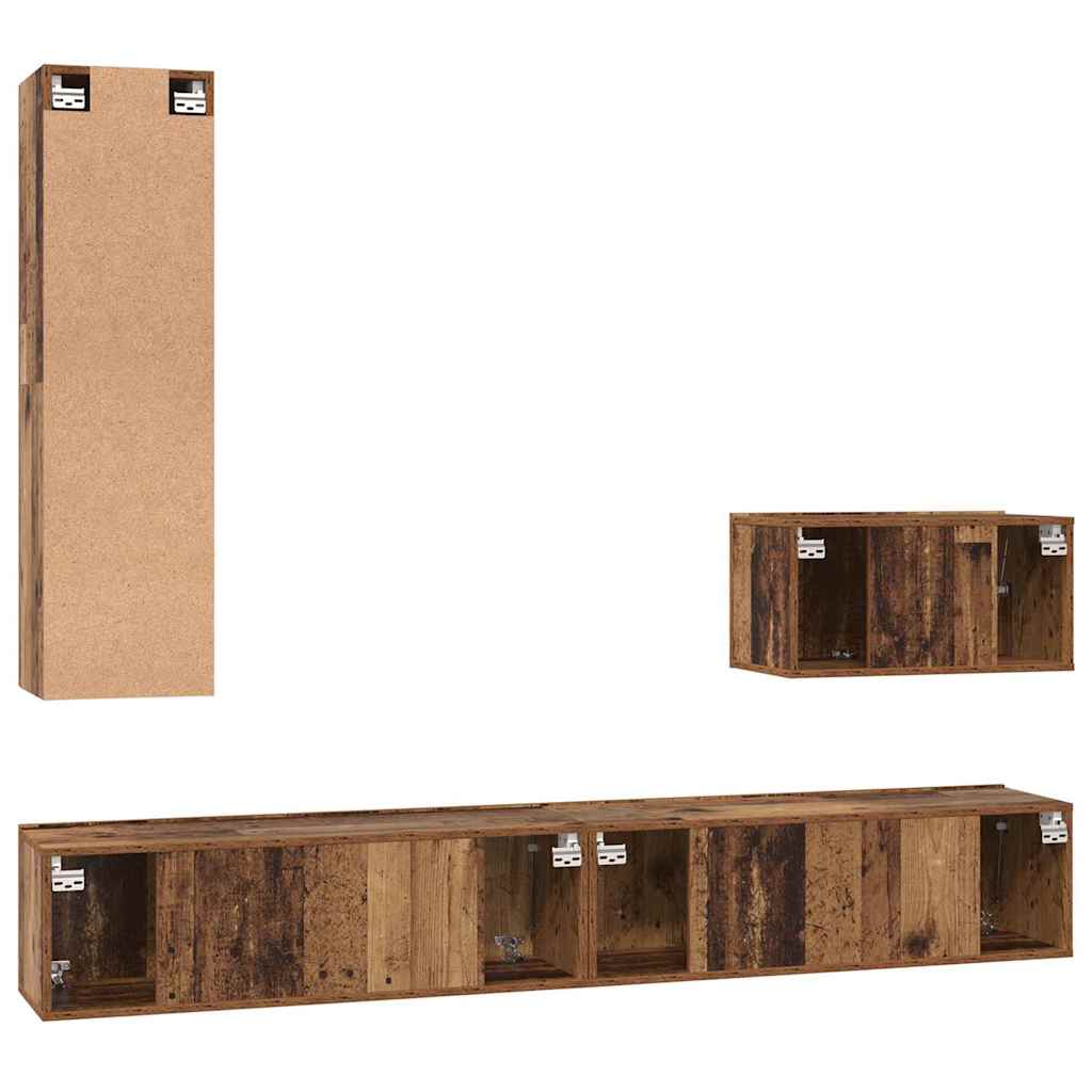 Væg TV Skab 4 stk. Gammelt træ Konstrueret træ