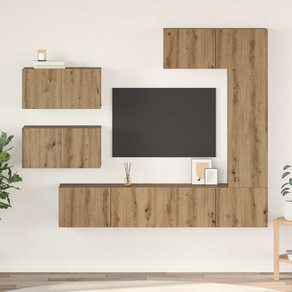 TV-møbelsæt 6 stk. Artisan Egetræ Konstrueret træ