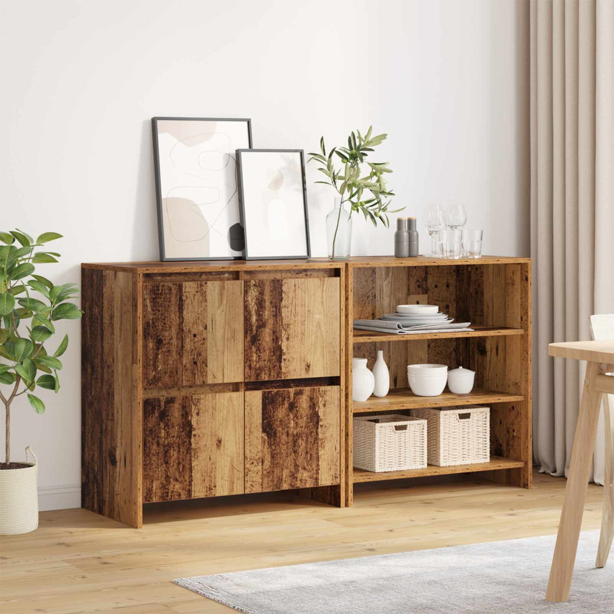 Sideboard 2 stk. Gammelt træ 70 x 41 x 75 cm Konstrueret træ