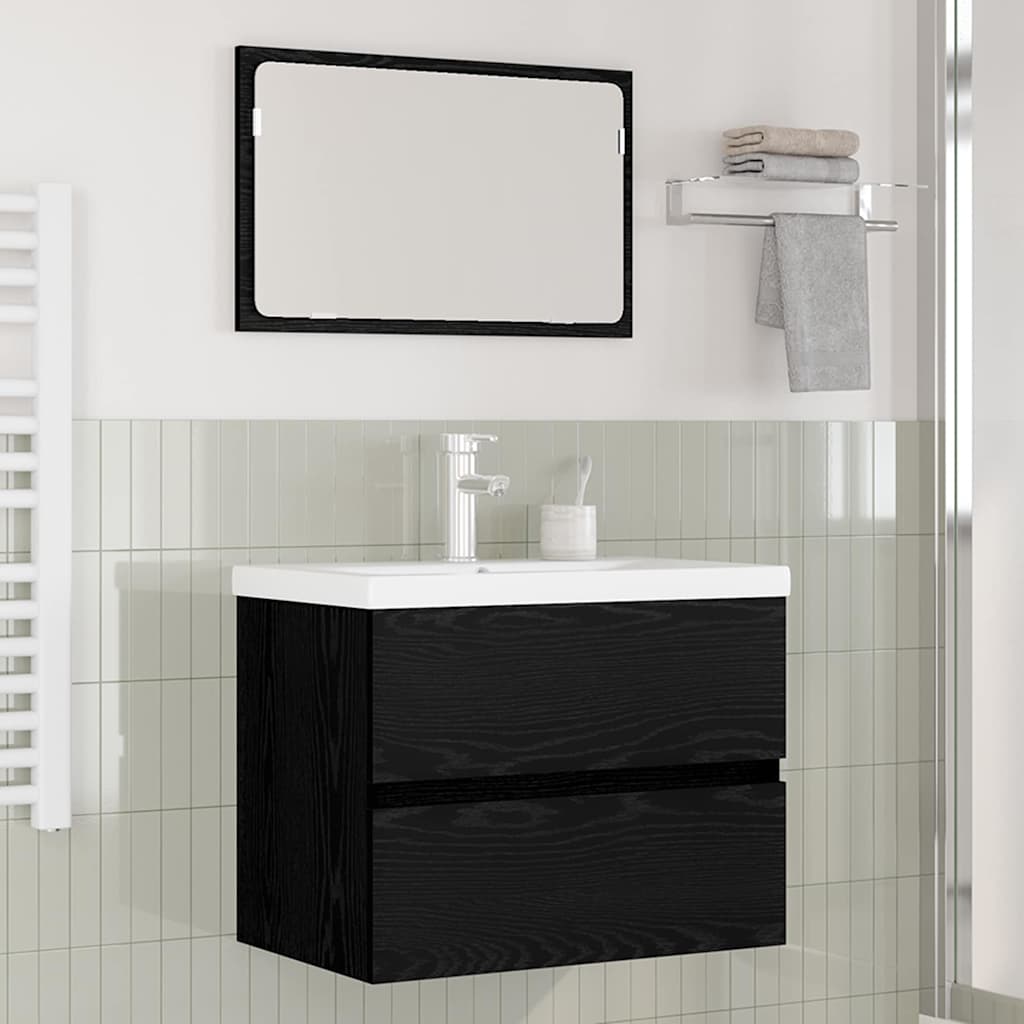 Badeværelsesmøbel sæt 3 stk. Sort eg 61 x 39 x 45 cm