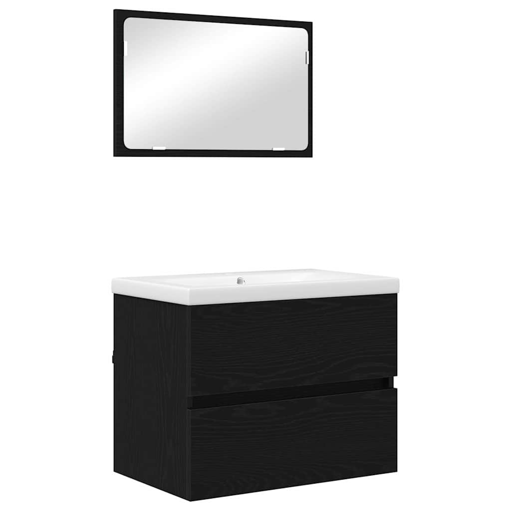 Badeværelsesmøbel sæt 3 stk. Sort eg 61 x 39 x 45 cm
